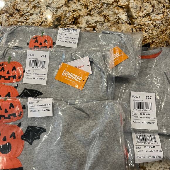 *NWT Gymboree Boys Grey & Orange Halloween Jack-O-Lantern Top - - Picture 7 of 7